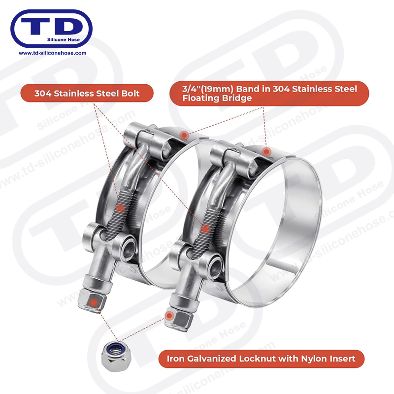 Pengapit hos silikon t-bolt tugas berat