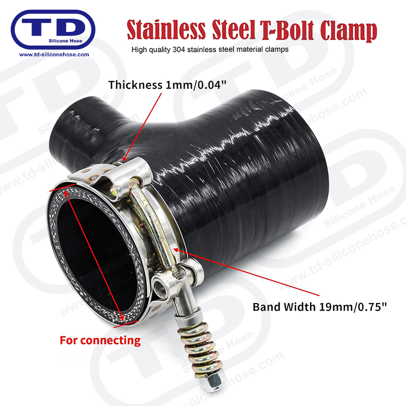 Spring bertetulang T-bolt silikon hos pengapit