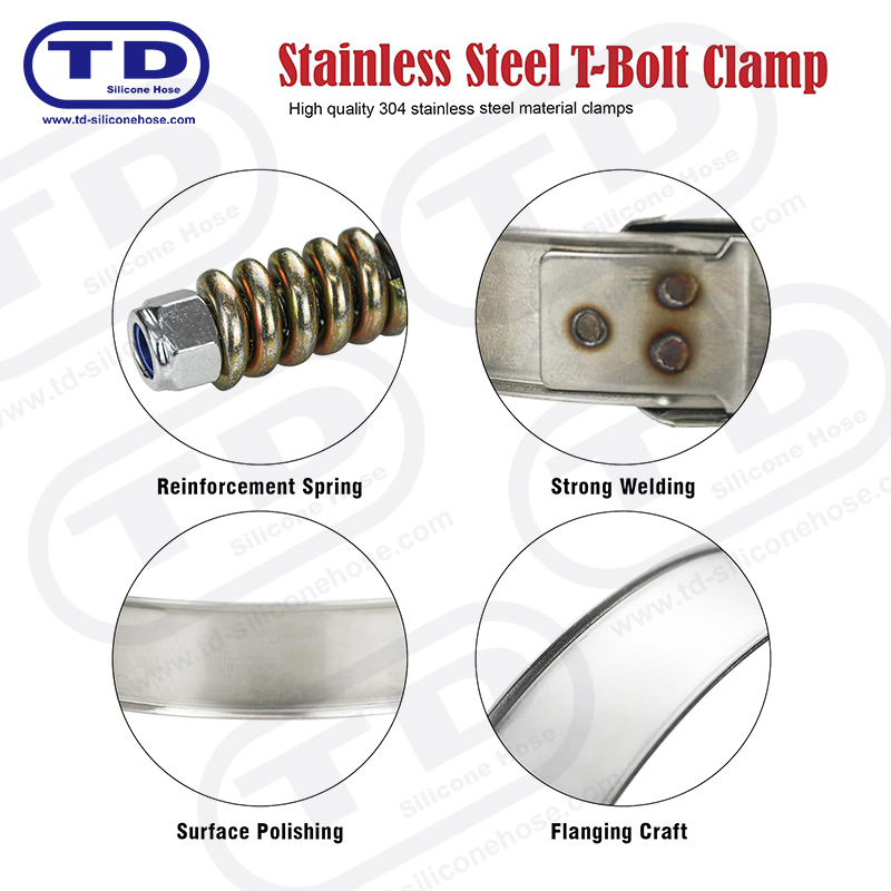 Spring bertetulang T-bolt silikon hos pengapit