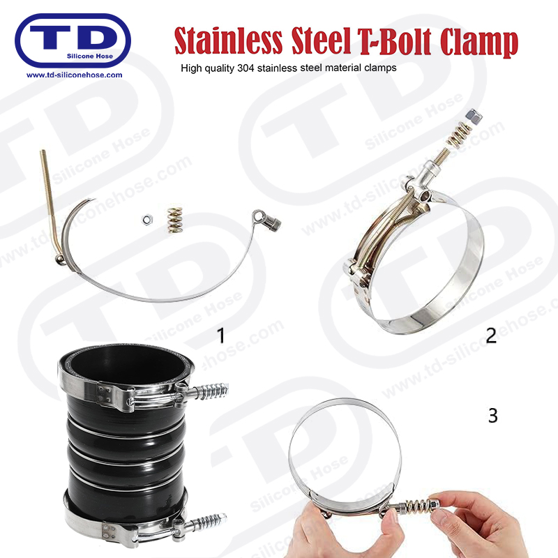 Spring bertetulang T-bolt silikon hos pengapit