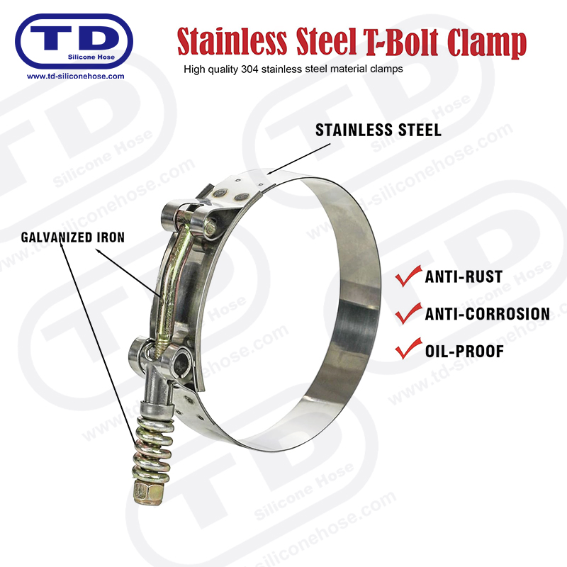 Spring bertetulang T-bolt silikon hos pengapit